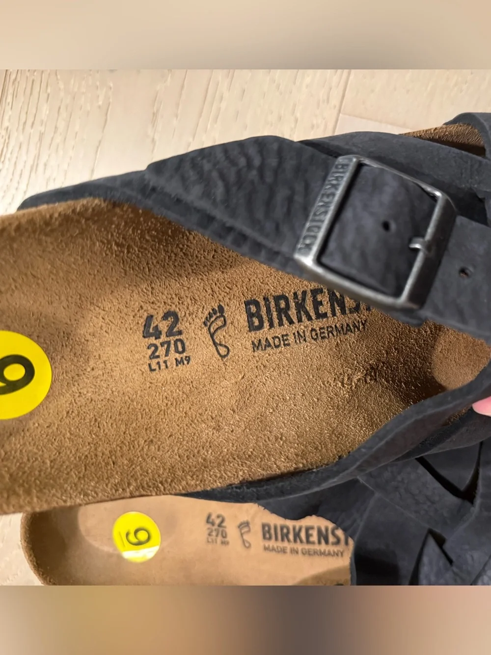 Birkenstock Lugano Soft Bed Slip on Sandals Black Leather Size 41 EU 10-10.5 US